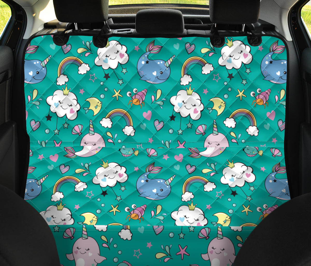 Narwhal Pattern Print Design 04 Rear Dog Car Seat Cover Hammock