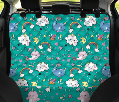 Narwhal Pattern Print Design 04 Rear Dog Car Seat Cover Hammock