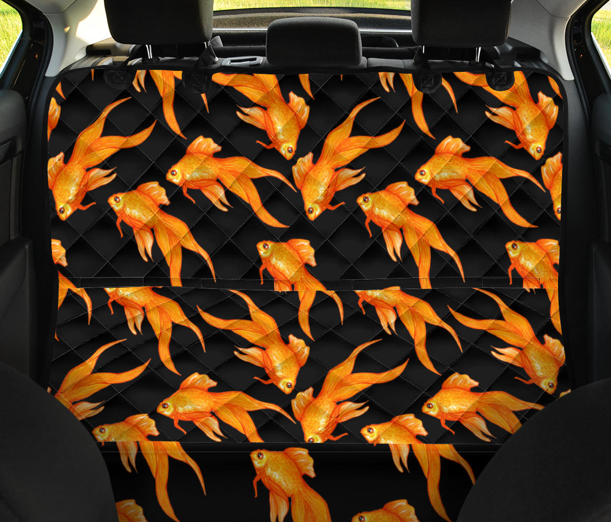 Goldfish Pattern Print Design 03 Rear Dog Car Seat Cover Hammock