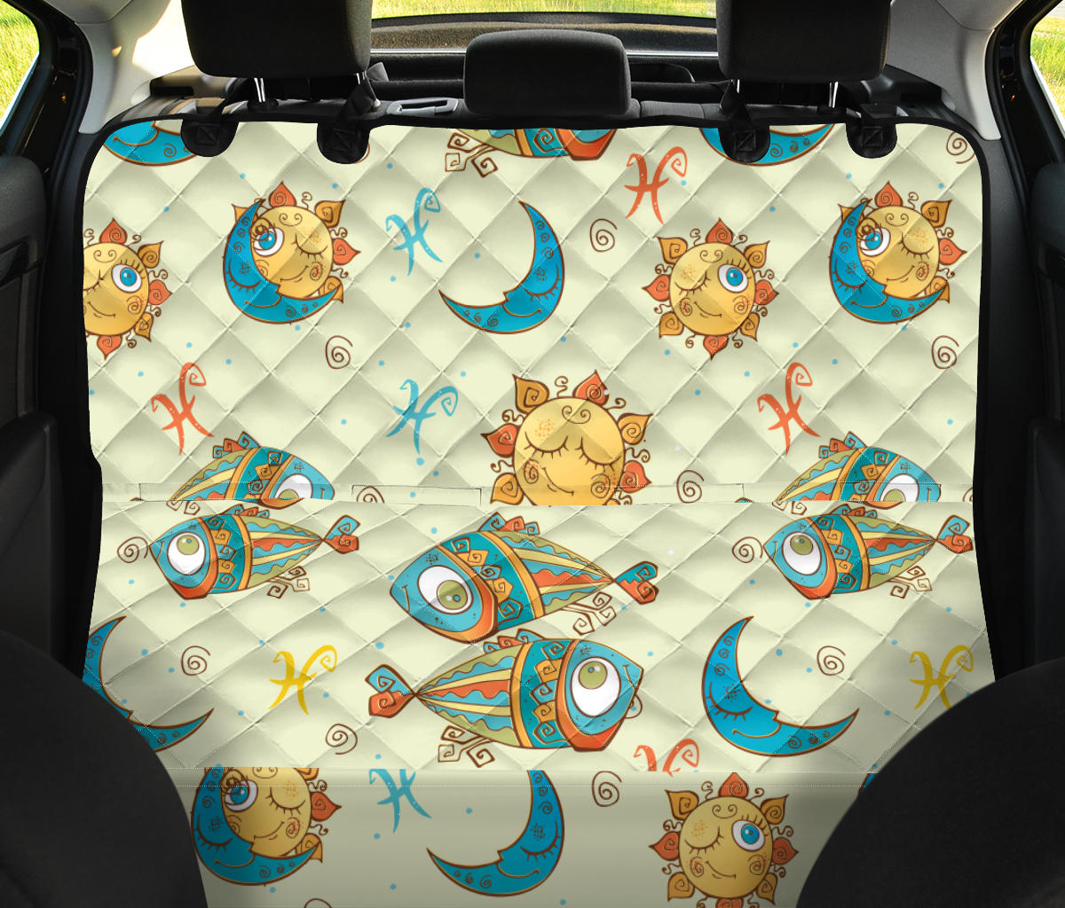 Pisces Pattern Print Design A03 Rear Dog Car Seat Cover Hammock