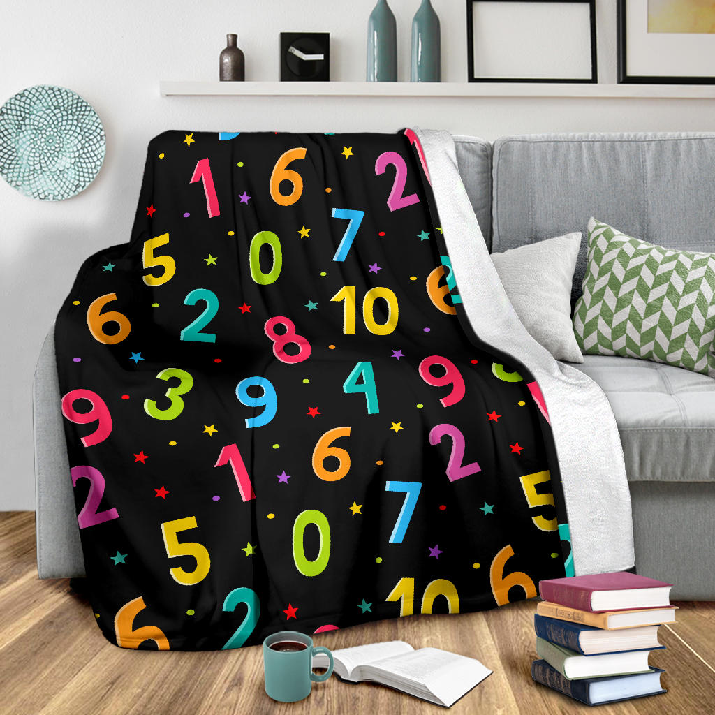 Number Pattern Print Design A04 Premium Blanket