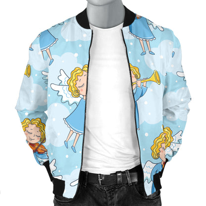 Angel Musician Pattern Print Design 09 Men Bomber Jacket