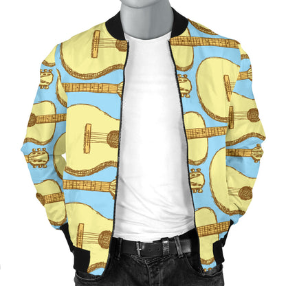 Acoustic Guitar Pattern Print Design 03 Men Bomber Jacket