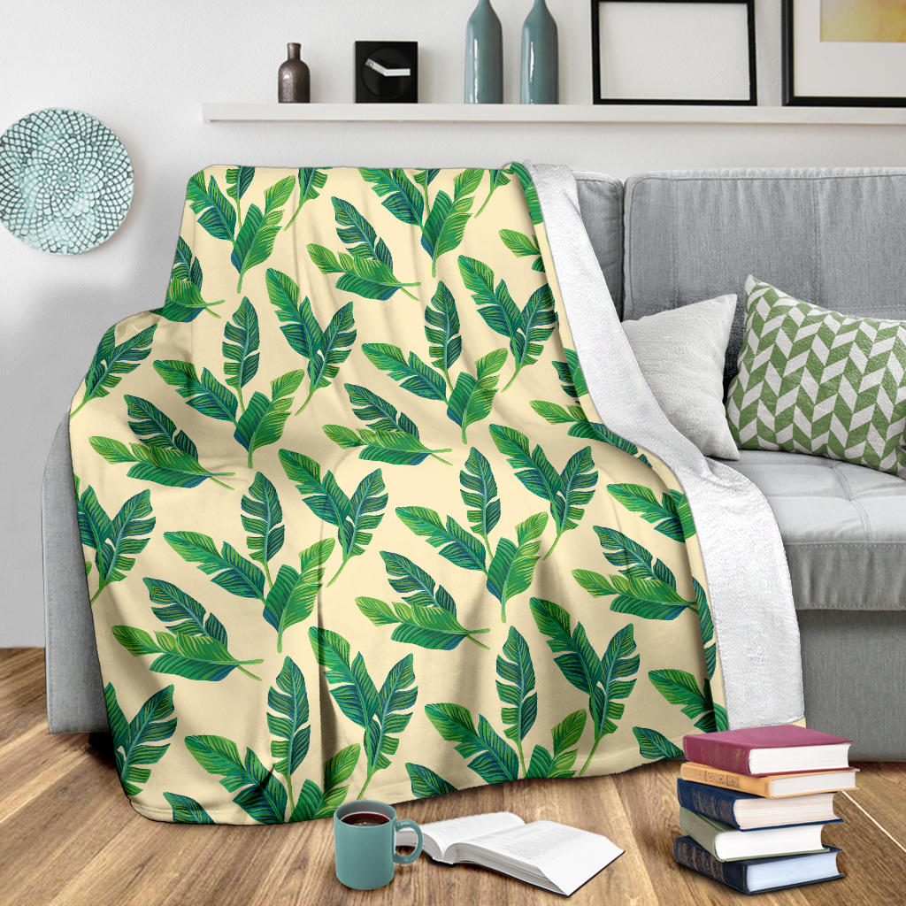 Banana Leaf Pattern Print Design 01 Premium Blanket