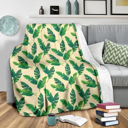 Banana Leaf Pattern Print Design 01 Premium Blanket