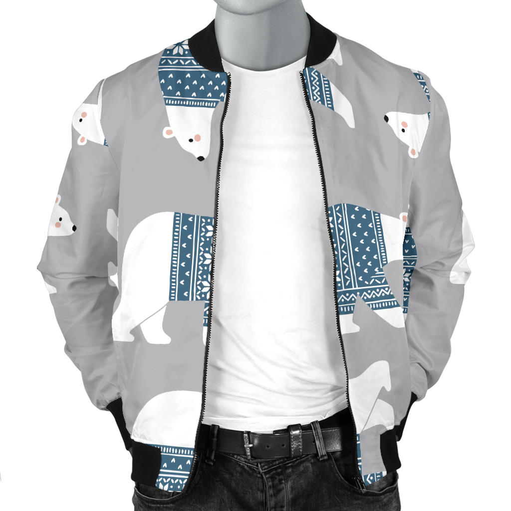 Polar Bear Pattern Print Design A03 Men Bomber Jacket