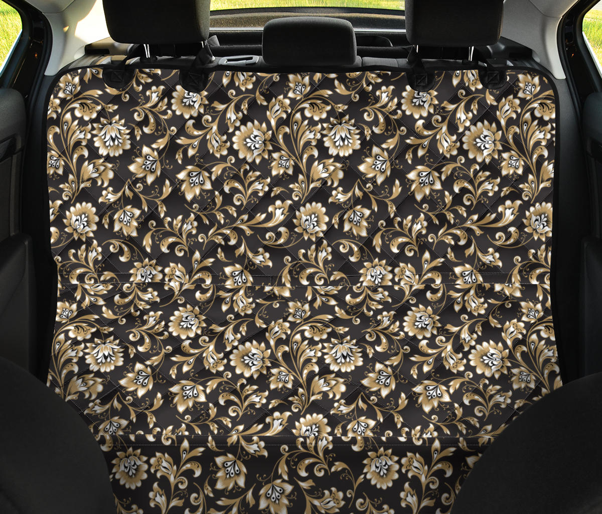 Brocade Pattern Print Design 03 Rear Dog Car Seat Cover Hammock