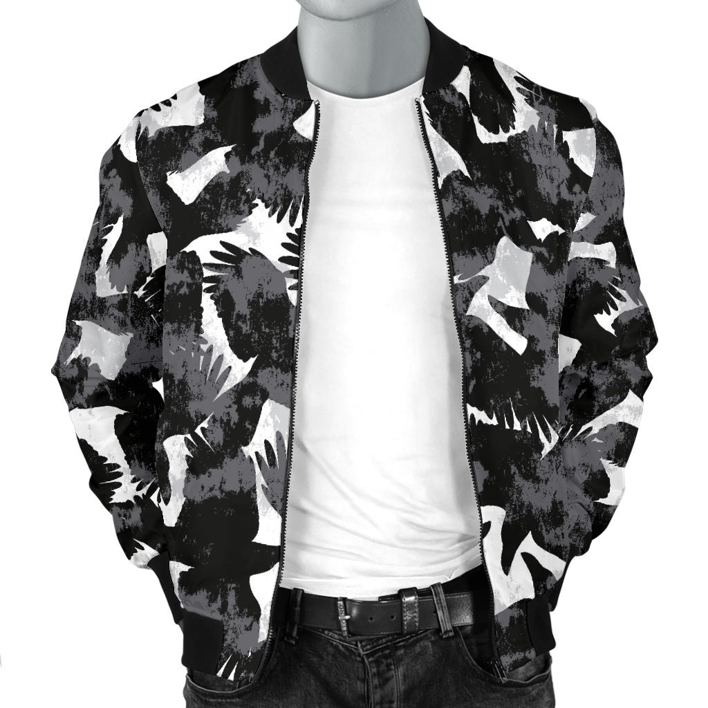 Crow Pattern Print Design 01 Men Bomber Jacket