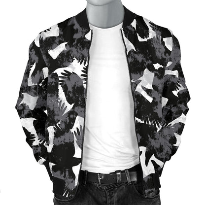 Crow Pattern Print Design 01 Men Bomber Jacket