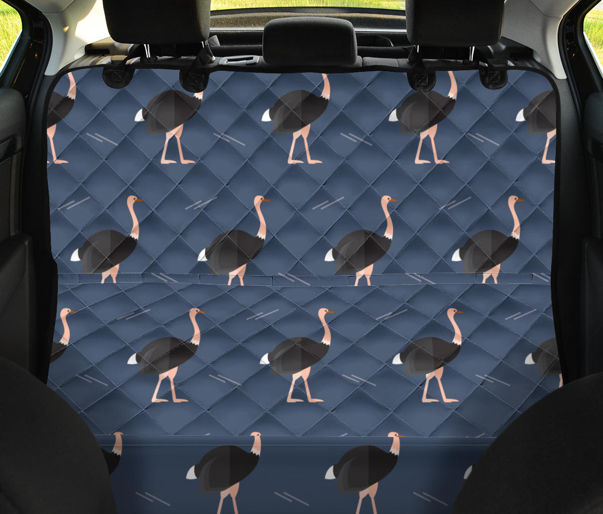 Ostrich Pattern Print Design 04 Rear Dog Car Seat Cover Hammock