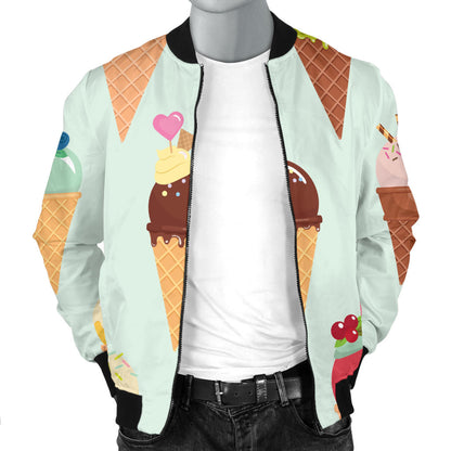 Ice Cream Pattern Print Design 03 Men Bomber Jacket