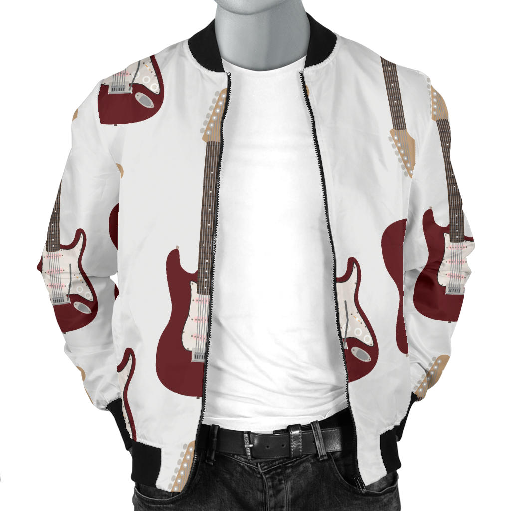 Bass Guitar Pattern Print Design 03 Men Bomber Jacket