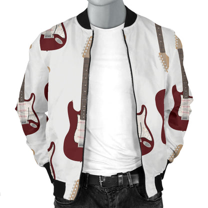 Bass Guitar Pattern Print Design 03 Men Bomber Jacket
