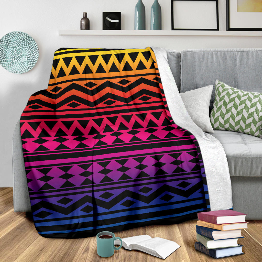 Rainbow Tribal Pattern Print Design A02 Premium Blanket