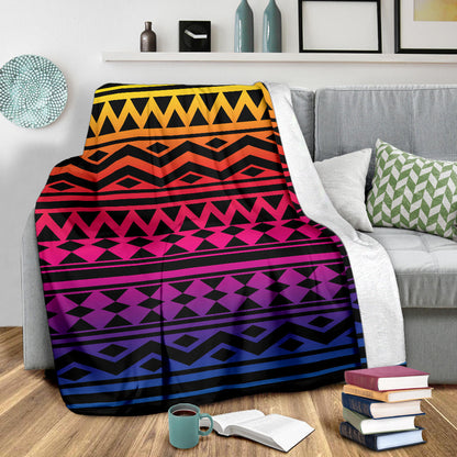 Rainbow Tribal Pattern Print Design A02 Premium Blanket