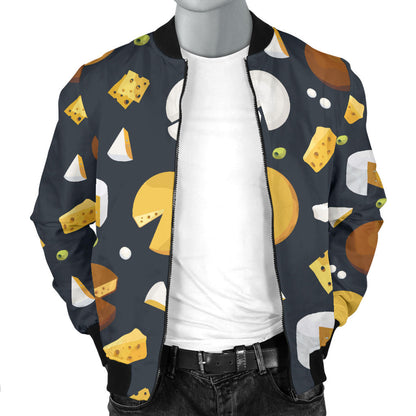 Cheese Pattern Print Design 03 Men Bomber Jacket