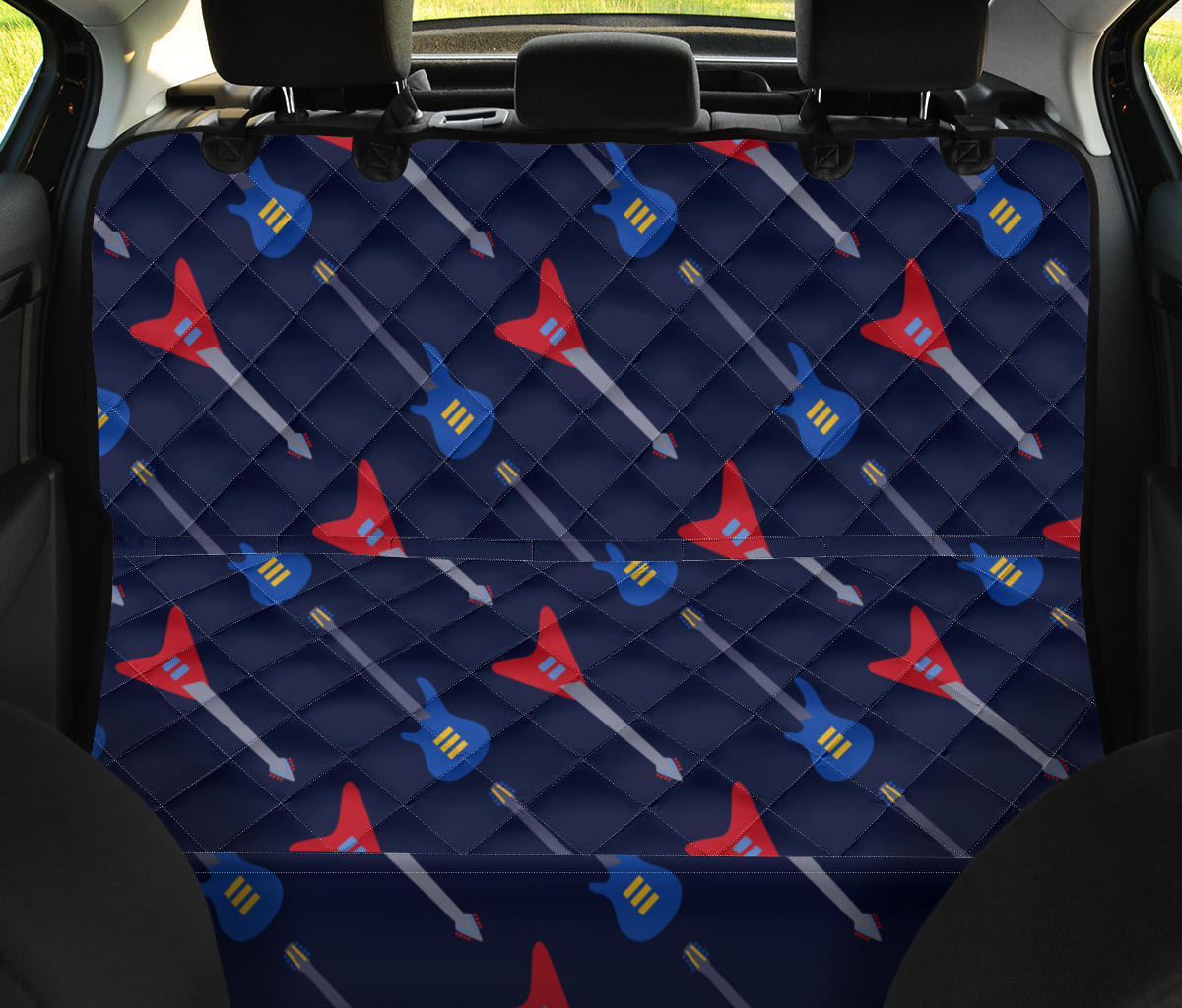 Electric Guitar Pattern Print Design 01 Rear Dog Car Seat Cover Hammock