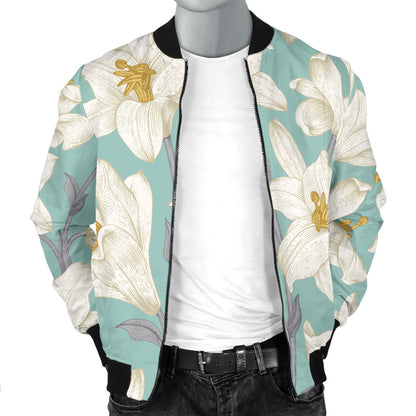 Lily Pattern Print Design 02 Men Bomber Jacket