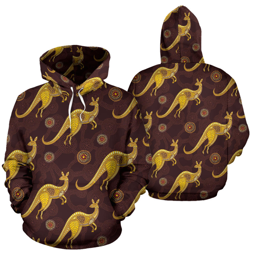 Kangaroos Aboriginal Pattern Print Design 08 Pullover Hoodie
