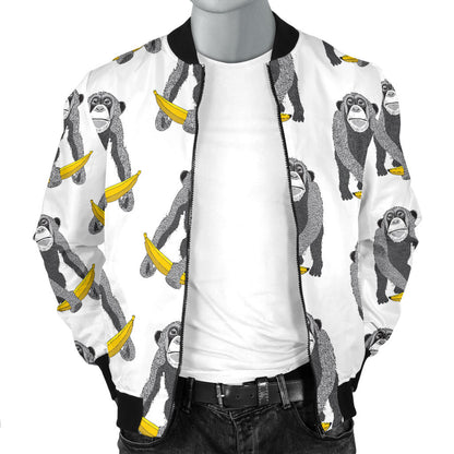 Chimpanzee Pattern Print Design 05 Men Bomber Jacket