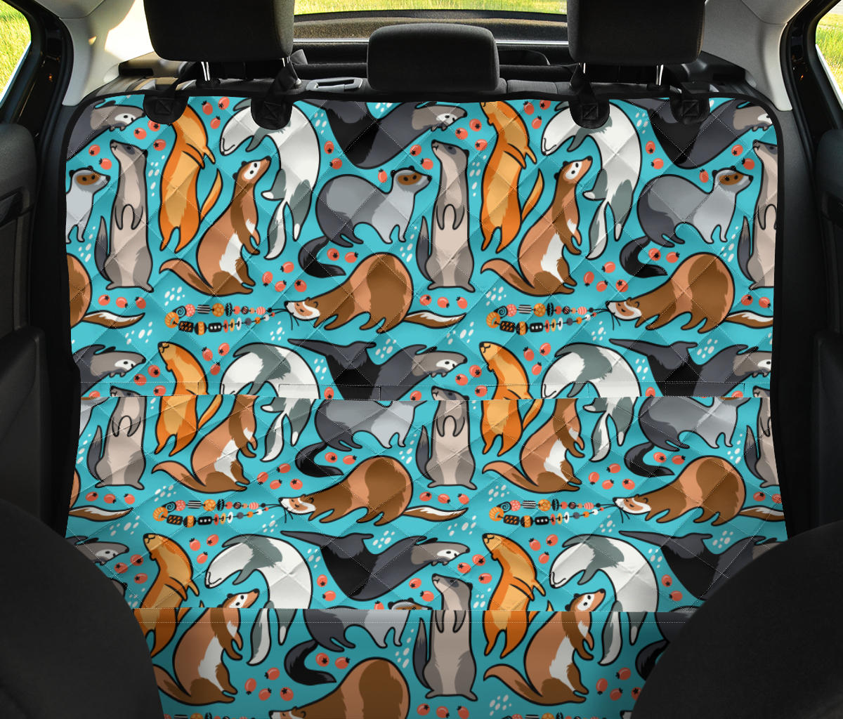 Ferret Pattern Print Design 03 Rear Dog Car Seat Cover Hammock
