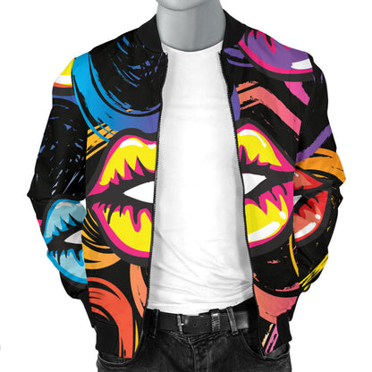 Pop Art Lip Pattern Print Design A03 Men Bomber Jacket