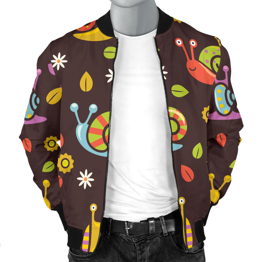 Snail Pattern Print Design 01 Men Bomber Jacket