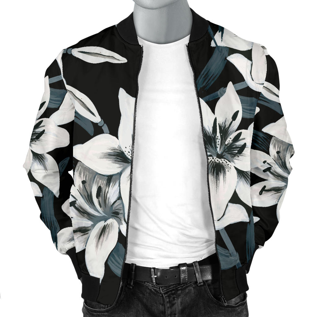 Lily Pattern Print Design 03 Men Bomber Jacket