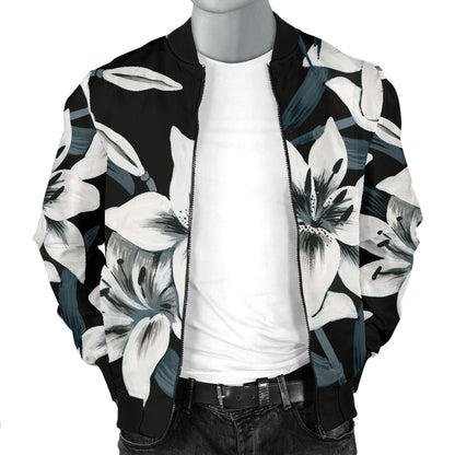 Lily Pattern Print Design 03 Men Bomber Jacket