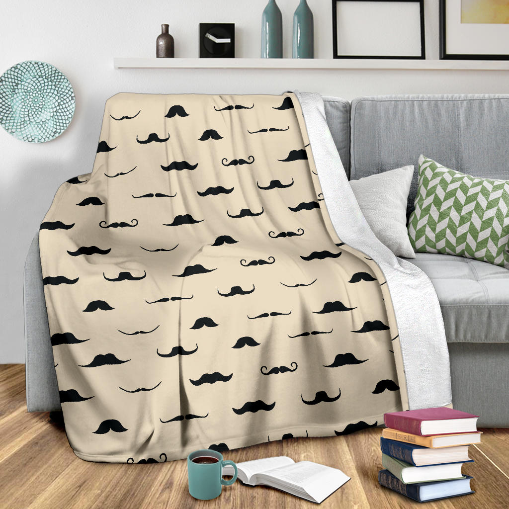 Mustache Pattern Print Design A03 Premium Blanket