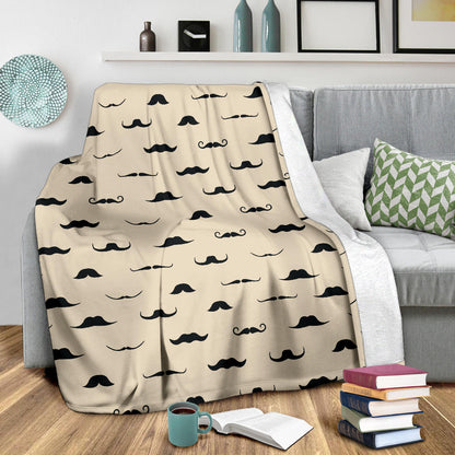 Mustache Pattern Print Design A03 Premium Blanket