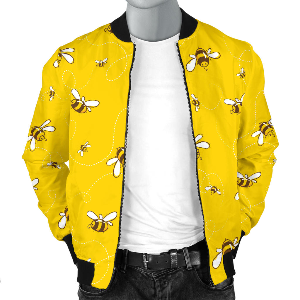 Bee Pattern Print Design 05 Men Bomber Jacket