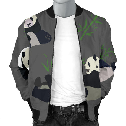Panda Pattern Print Design A06 Men Bomber Jacket