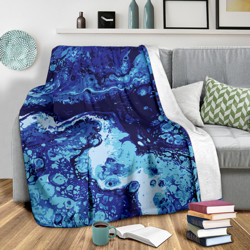 Ocean Liquid Pattern Print Design A03 Premium Blanket