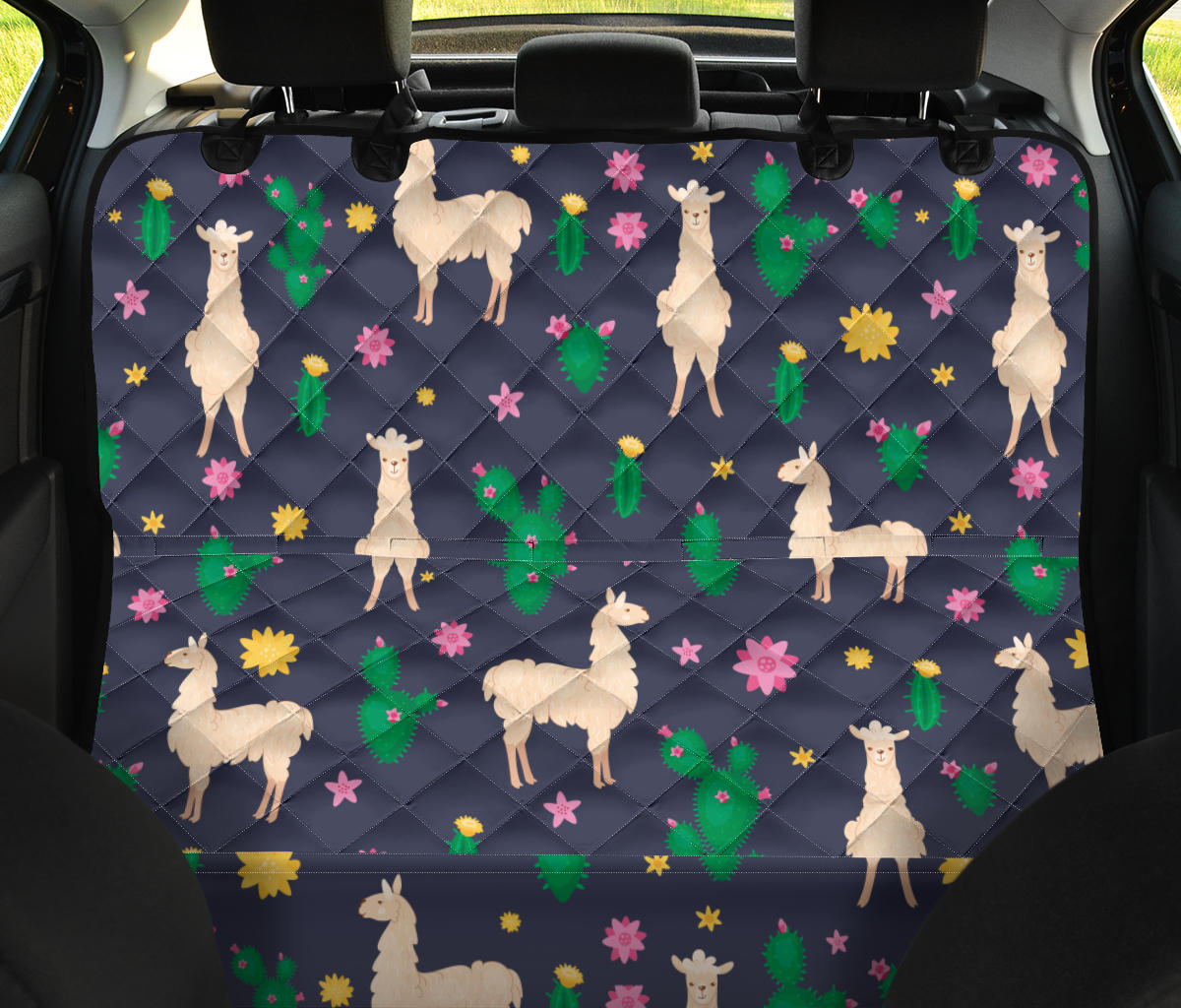 Llama Cactus Pattern Print Design 012 Rear Dog Car Seat Cover Hammock