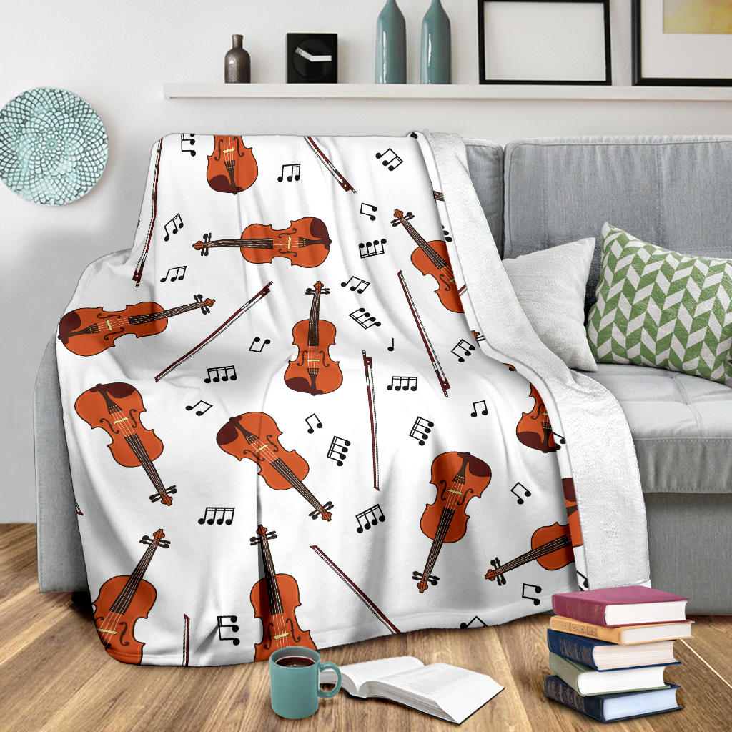 Violin Pattern Print Design 02 Premium Blanket