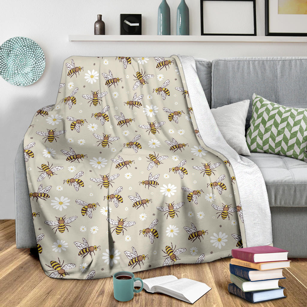 Bee Pattern Print Design 03 Premium Blanket