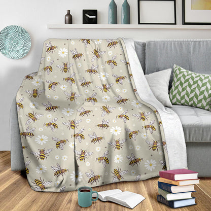 Bee Pattern Print Design 03 Premium Blanket