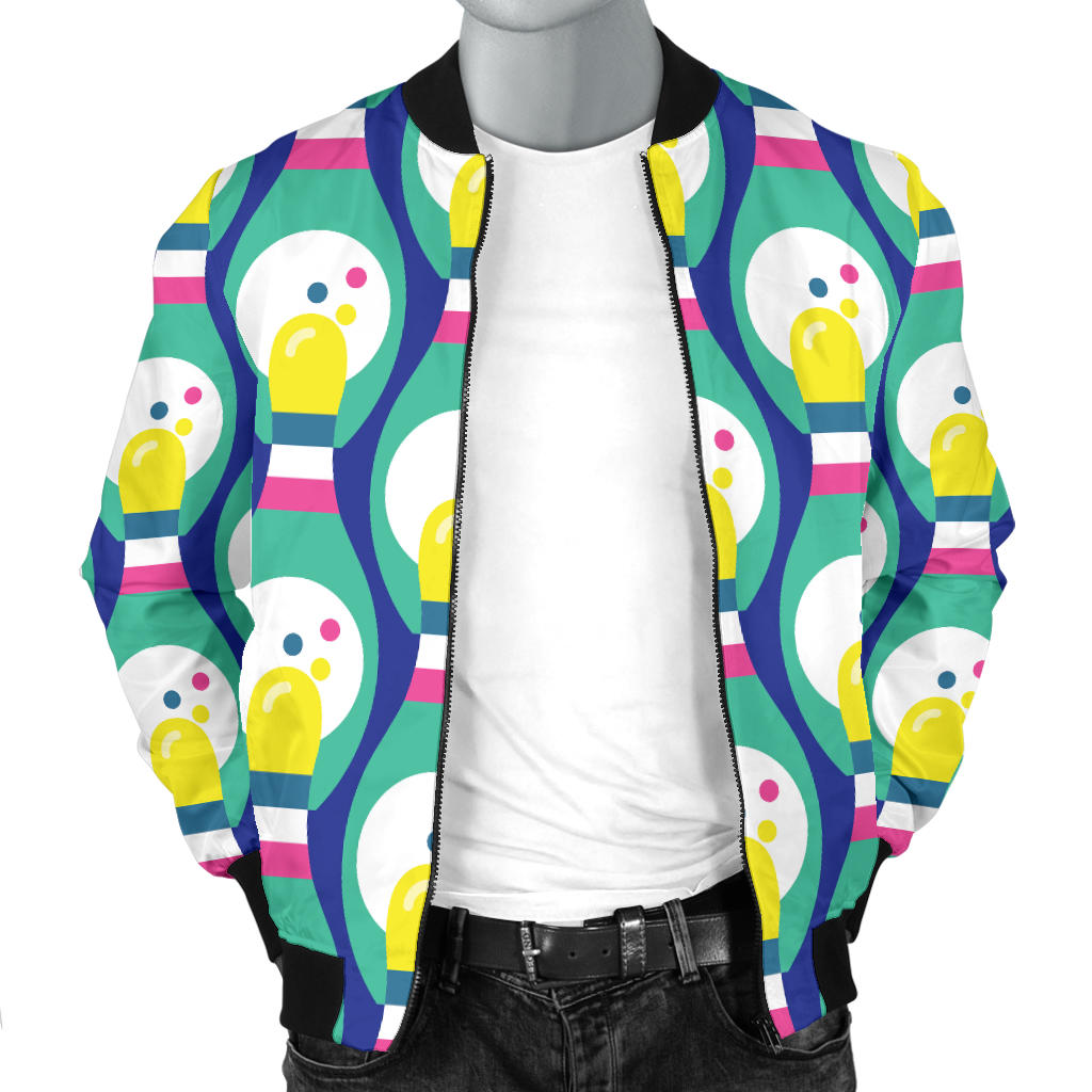 Bowling Pattern Print Design 04 Men Bomber Jacket