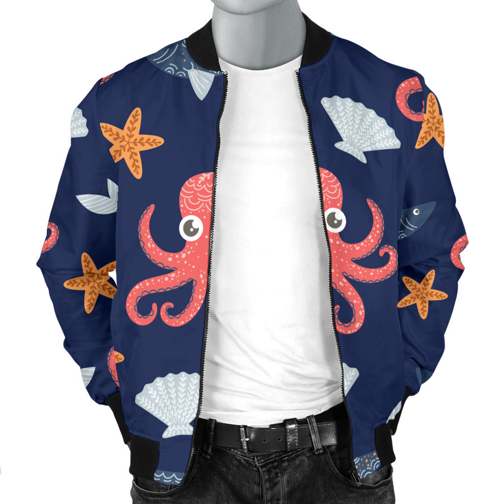 Octopus Pattern Print Design A04 Men Bomber Jacket