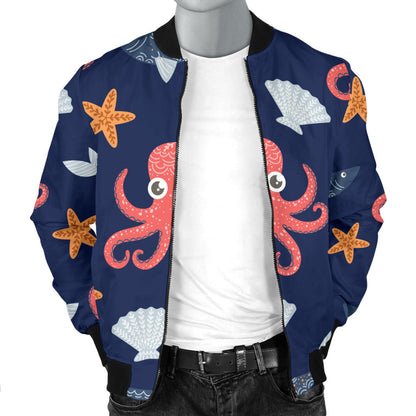 Octopus Pattern Print Design A04 Men Bomber Jacket