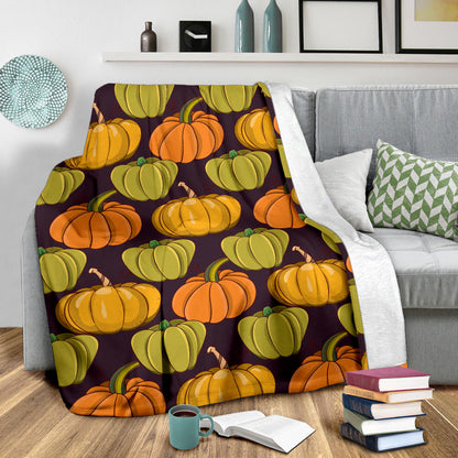Pumpkin Pattern Print Design A01 Premium Blanket