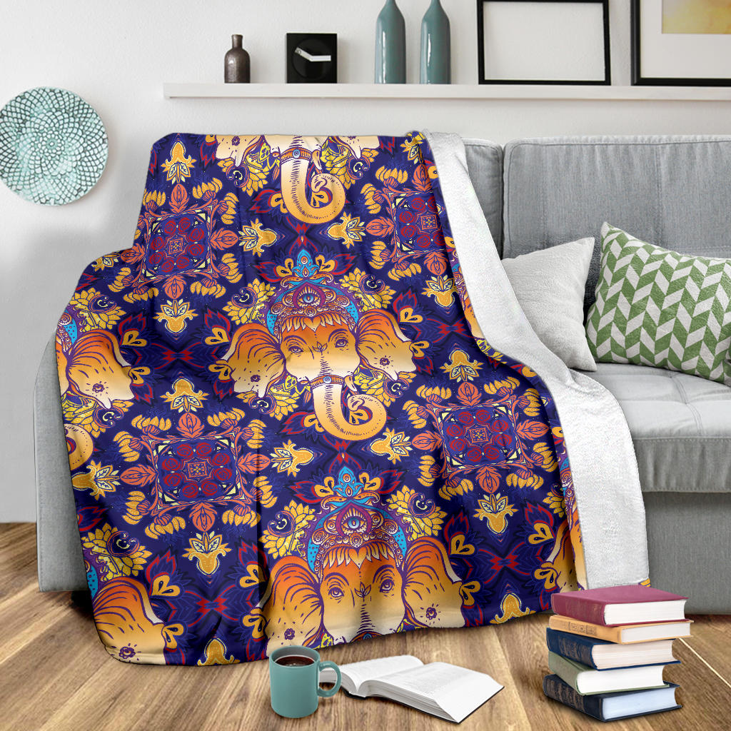 Ganesha Pattern Print Design 01 Premium Blanket