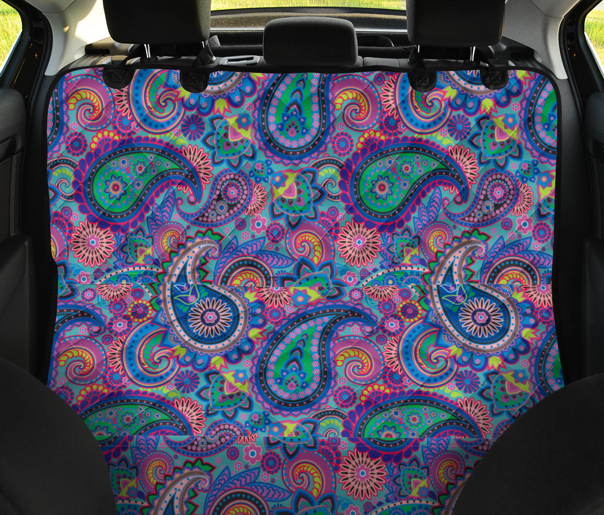 Paisley Colorful Pattern Print Design A02 Rear Dog Car Seat Cover Hammock
