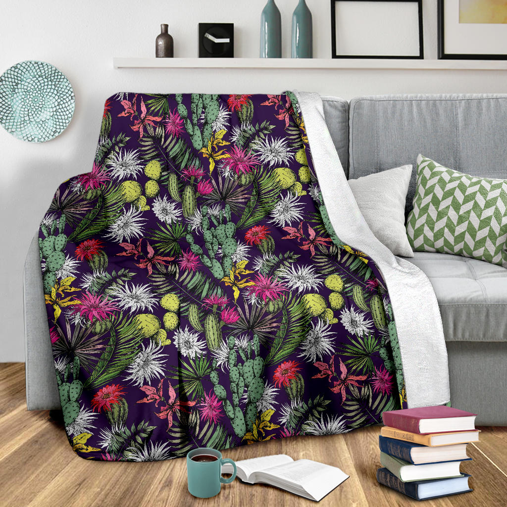 Cactus Pattern Print Design 08 Premium Blanket