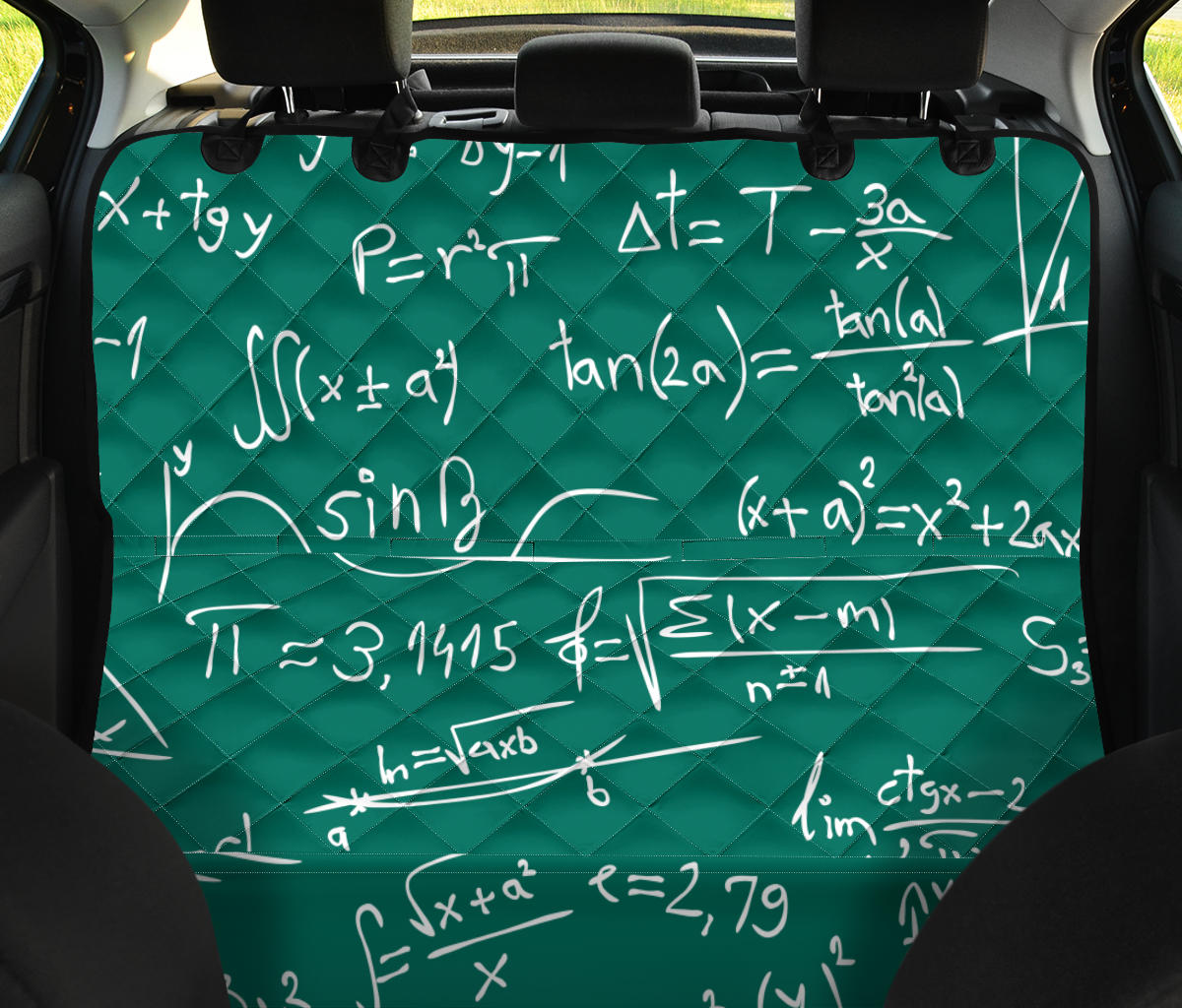 Math Pattern Print Design 01 Rear Dog Car Seat Cover Hammock