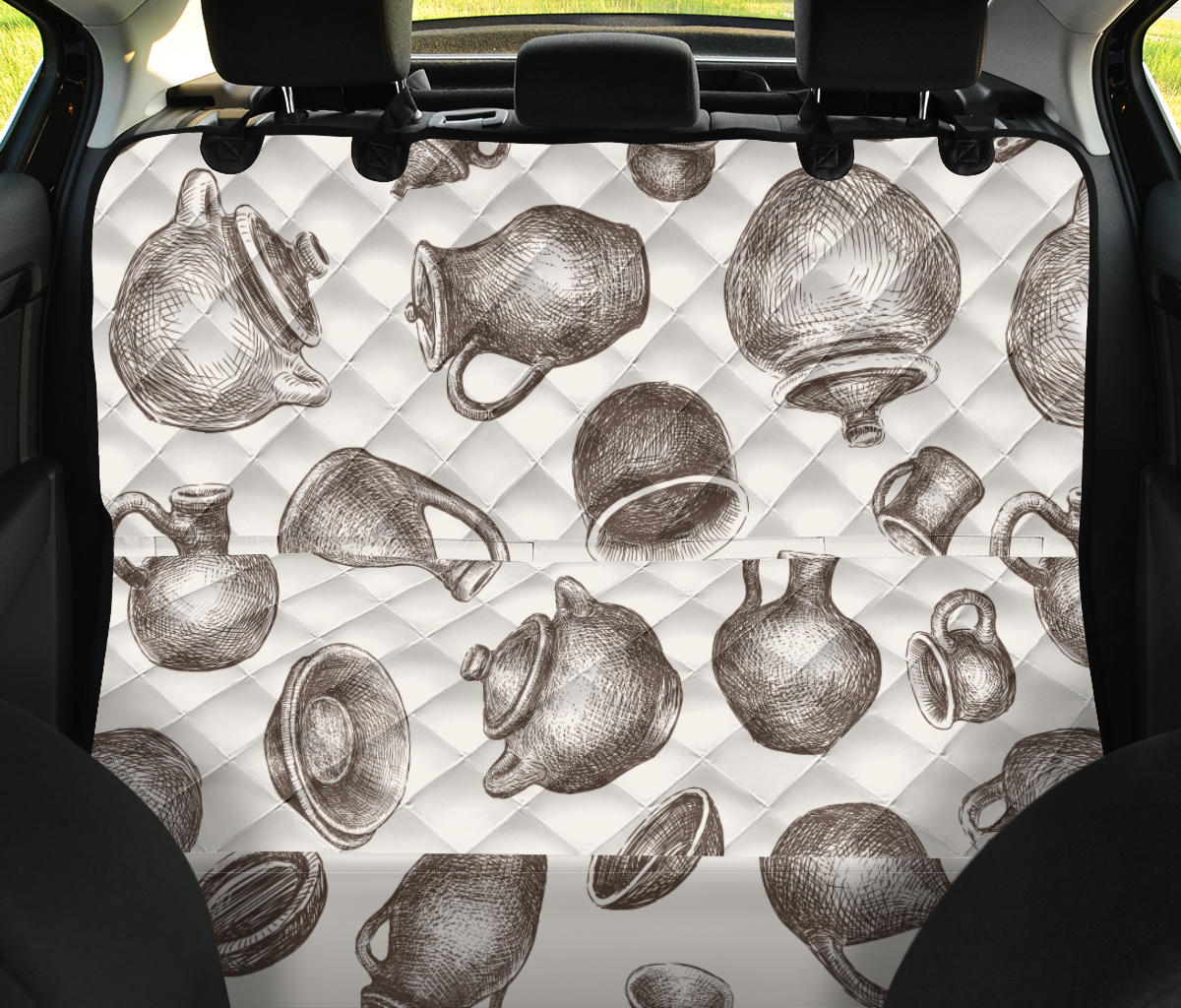 Pottery Pattern Print Design A01 Rear Dog Car Seat Cover Hammock