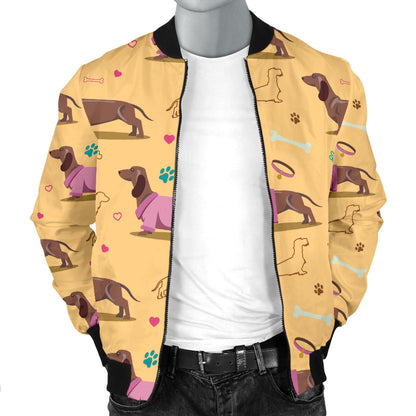 Dachshund Pattern Print Design 07 Men Bomber Jacket