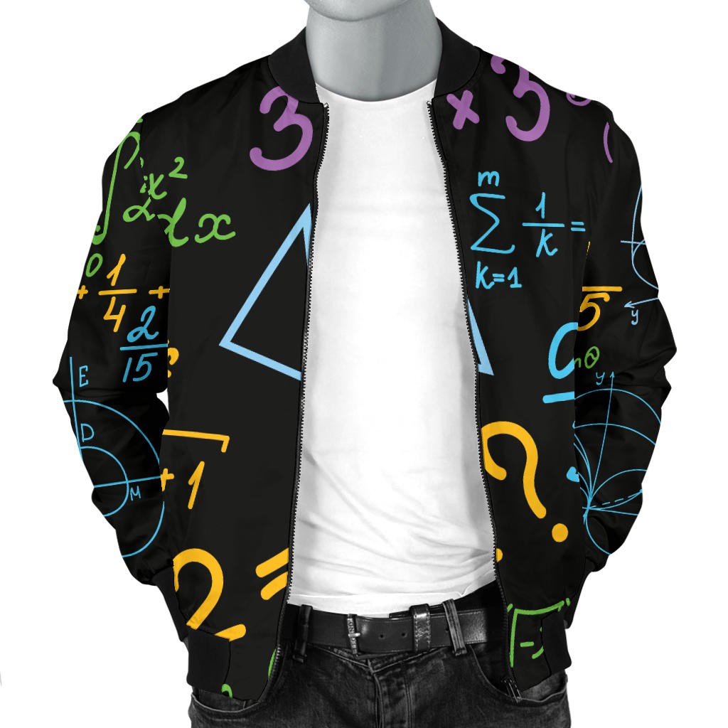 Math Pattern Print Design 03 Men Bomber Jacket