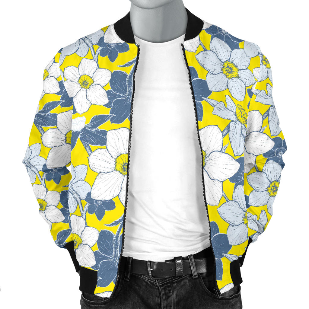Daffodils Pattern Print Design 01 Men Bomber Jacket